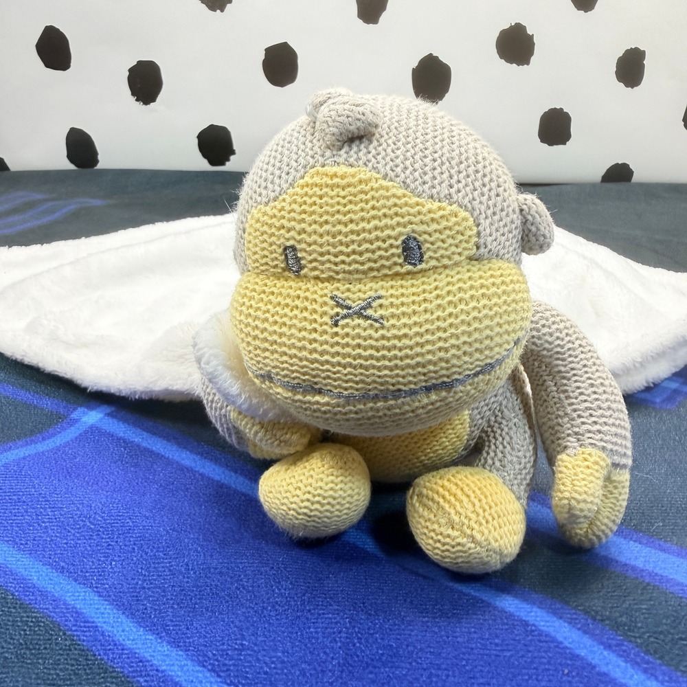 Baby Bum Sun Bum Monkey Lovey Security Blanket Tan Yellow Knit Plush